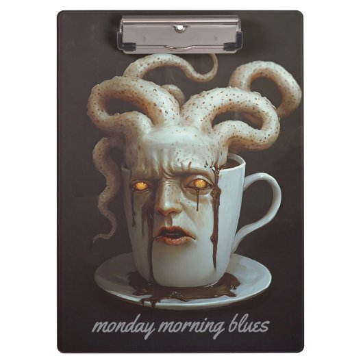 Maandagochtend blues cafeïne niveau waarschuwing 1 klembord (Voorkant)