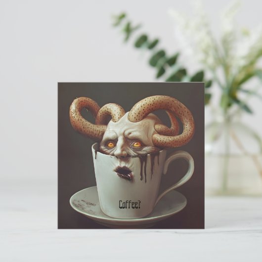 Maandagochtend blues cafeïne niveau waarschuwing 3 kaart (Staand voorkant)