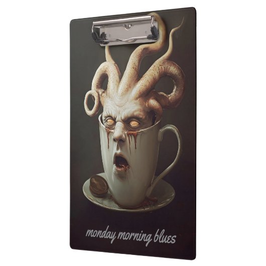 Maandagochtend blues cafeïne niveau waarschuwing 3 klembord (Links)