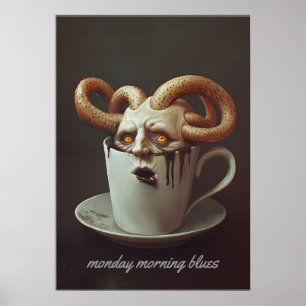 Maandagochtend blues cafeïne niveau waarschuwing 3 poster