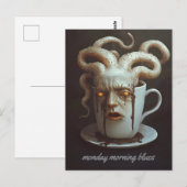 Maandagochtend blues cafeïne niveau waarschuwing 4 briefkaart (Voorkant / Achterkant)