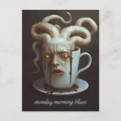 Maandagochtend blues cafeïne niveau waarschuwing 4 briefkaart (Voorkant)