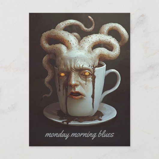 Maandagochtend blues cafeïne niveau waarschuwing 4 briefkaart (Voorkant)