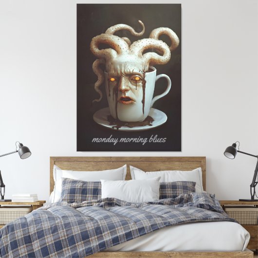 Maandagochtend blues cafeïne niveau waarschuwing 4 canvas afdruk (Insitu (Slaapkamer))