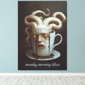 Maandagochtend blues cafeïne niveau waarschuwing 4 canvas afdruk (Insitu (Houten vloer))