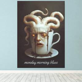Maandagochtend blues cafeïne niveau waarschuwing 4 canvas afdruk