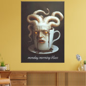 Maandagochtend blues cafeïne niveau waarschuwing 4 canvas afdruk (Insitu (Woonkamer))