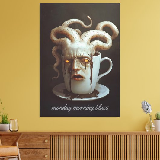 Maandagochtend blues cafeïne niveau waarschuwing 4 canvas afdruk (Insitu (Woonkamer))