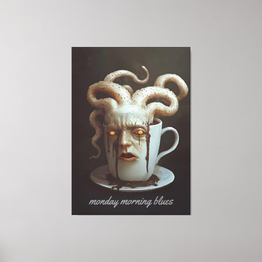 Maandagochtend blues cafeïne niveau waarschuwing 4 canvas afdruk (Voorkant)