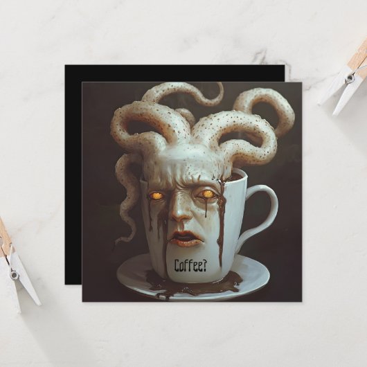 Maandagochtend blues cafeïne niveau waarschuwing 4 kaart (Voorkant / Achterkant in situ)