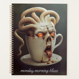 Maandagochtend blues cafeïne niveau waarschuwing planner