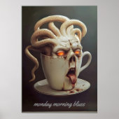 Maandagochtend blues cafeïne niveau waarschuwing poster (Voorkant)