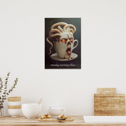 Maandagochtend blues cafeïne niveau waarschuwing poster (Keuken)