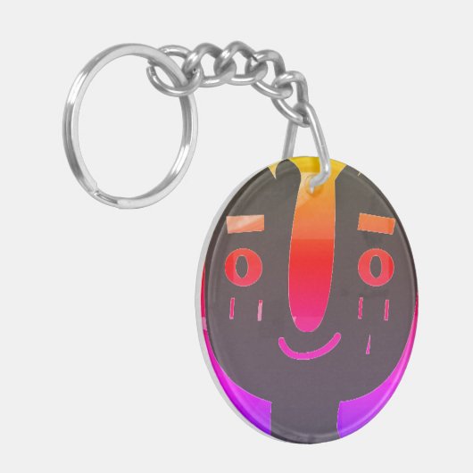 Maandagochtend gelukkig gezicht sleutelhanger (Voorkant Links)