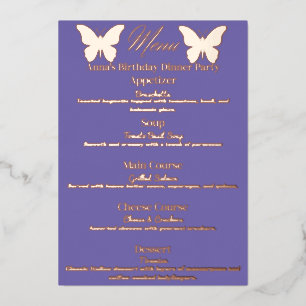 Maandbloem Vlinder-Thema Verjaardagsdiner Menu