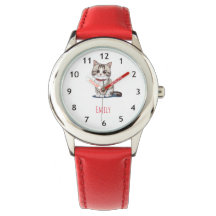 Maande naam meisje knuffel kat kinder horloge