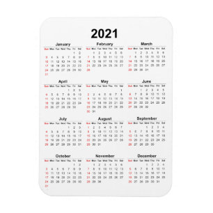 Maandelijks 2021 kalendermagneet magneet