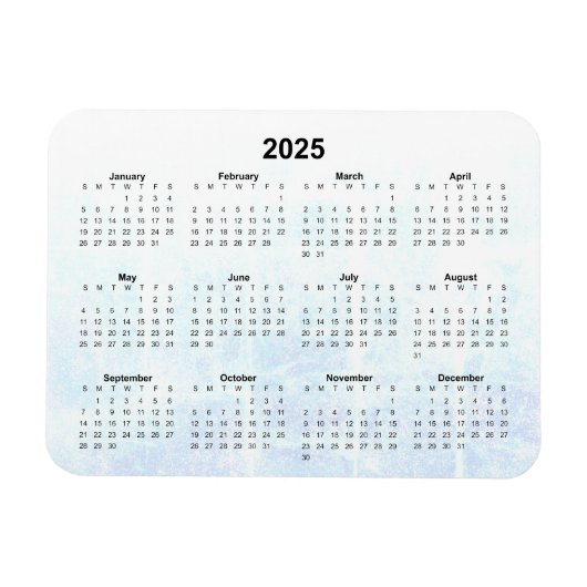Maandelijks 2025 kalender magneet geweven (Horizontaal)