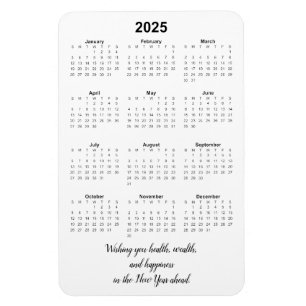Maandelijks 2025 Kalender Magneet met Quote