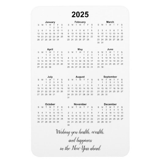 Maandelijks 2025 Kalender Magneet met Quote (Verticaal)