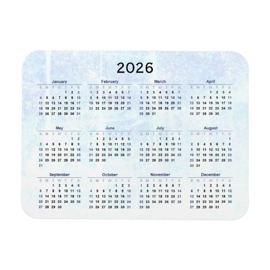 Maandelijks 2026 Kalendermagneet Textured Magneet (Horizontaal)