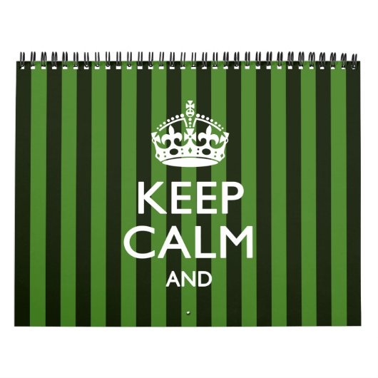 Maandelijks Aangepast KEEP CALM Jouw tekst Green Kalender (Hoes)