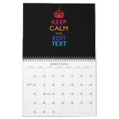Maandelijks BEHOUD CALM Jouw tekst Multicolored Kalender (Mar 2026)