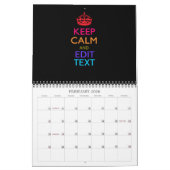 Maandelijks BEHOUD CALM Jouw tekst Multicolored Kalender (Feb 2026)