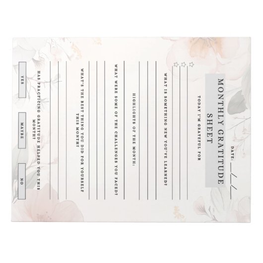 maandelijks dankbaarheidsblad notitieblok (Voorkant)