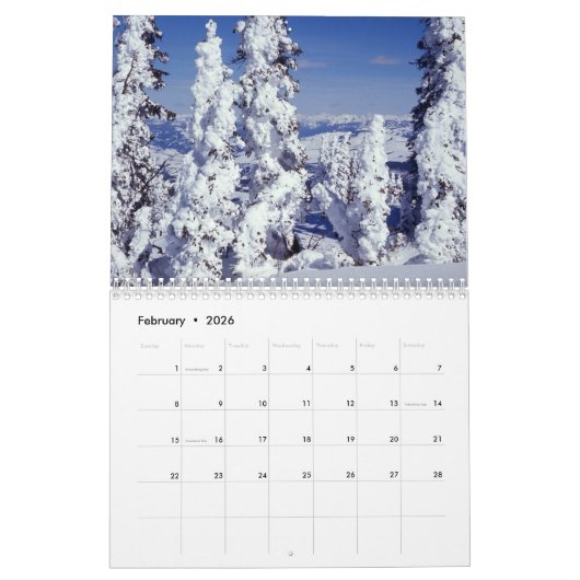 Maandelijks Natuur Yellowstone Landschap Verenigde Kalender (Feb 2026)