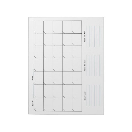 Maandelijks Notitieblok van de Kalender (Linkerzijde)