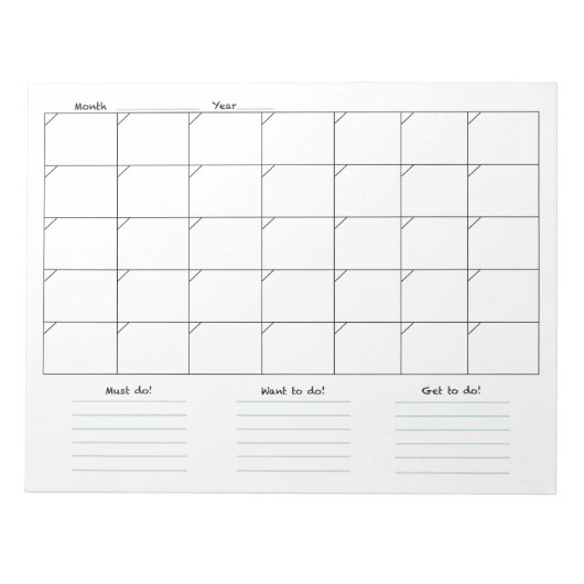 Maandelijks Notitieblok van de Kalender (Voorkant)