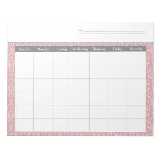 Maandelijks Notitieblok voor Coral Damask-agenda (Voorkant)