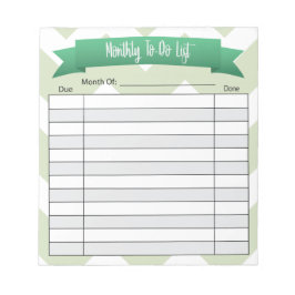 Maandelijks om lijst te doen - groen notitieblok
