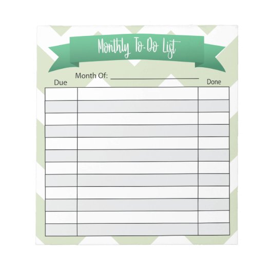 Maandelijks om lijst te doen - groen notitieblok (Voorkant)