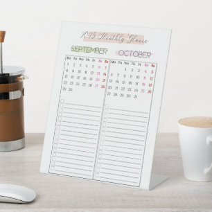 Maandelijks overzicht 2025 Kalender Reclamebord Met Voetstuk