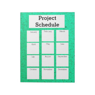 Maandelijks projectschema groene ruwe druk notitieblok