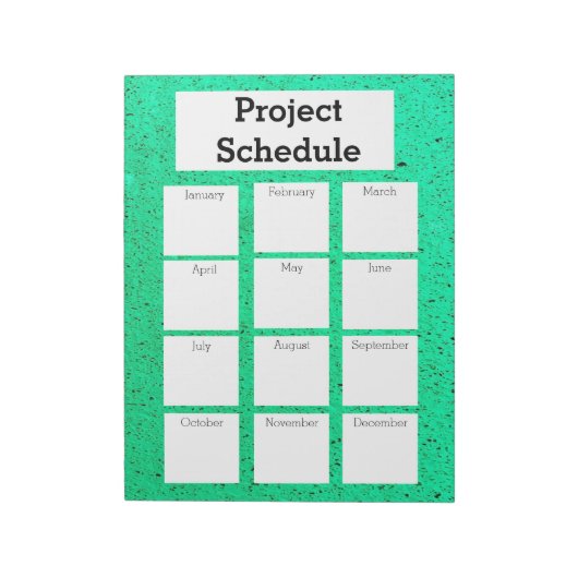 Maandelijks projectschema groene ruwe druk notitieblok (Linkerzijde)