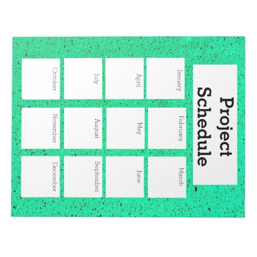 Maandelijks projectschema groene ruwe druk notitieblok (Voorkant)