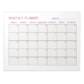 Maandelijks roze en witte lijstanner notitieblok (Voorkant)