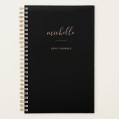 Maandelijks zwart zwart monogramscript planner (Voorkant)