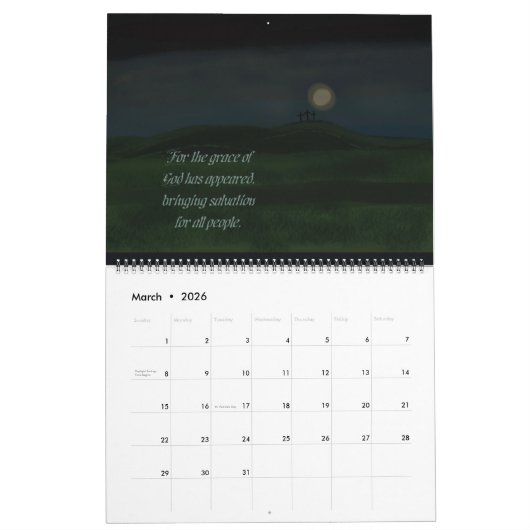Maandelijkse agenda Blackboard Scriptures Kalender (Mar 2026)
