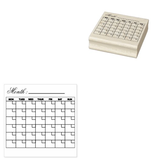 Maandelijkse agenda planner rubberstempel (Gestempeld)
