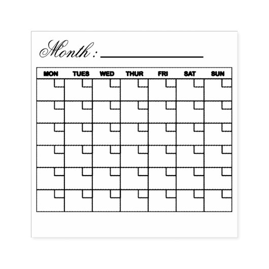 Maandelijkse agenda planner rubberstempel (Afrduk)