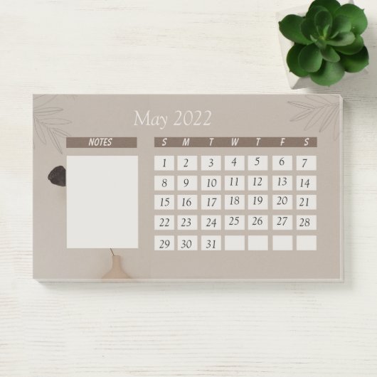 Maandelijkse agenda voor Brown Beige Minimalist Post-it® Notes (Kantoor)