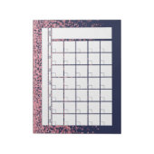 Maandelijkse agenda voor Navy Blue Blush Pink Glit Notitieblok (Linkerzijde)