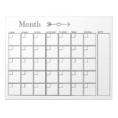 Maandelijkse agenda voor zwart-wit notitieblok (Voorkant)