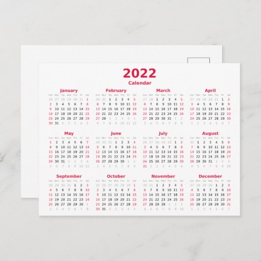 Maandelijkse basis 2022 briefkaart (Voorkant / Achterkant)