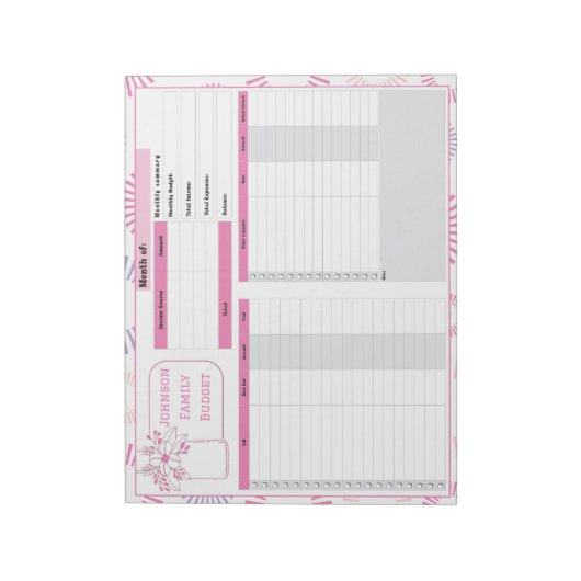 Maandelijkse begroting en Bill Tracker Notitieblok (Linkerzijde)