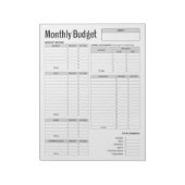 Maandelijkse begroting notitieblok (Linkerzijde)